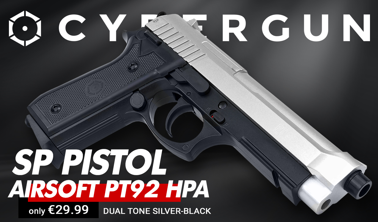 Cybergun PT92 HPA Silver Black Airsoft Pistol B1