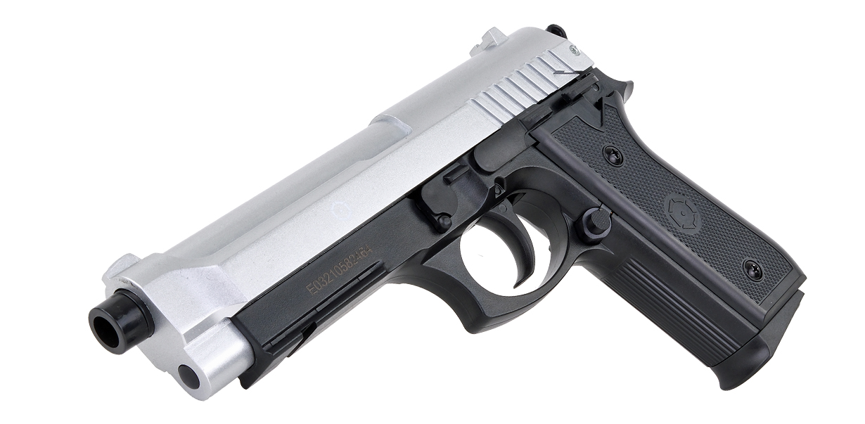 Cybergun PT92 HPA Spring Airsoft Pistol Dual Tone Silver Black 55