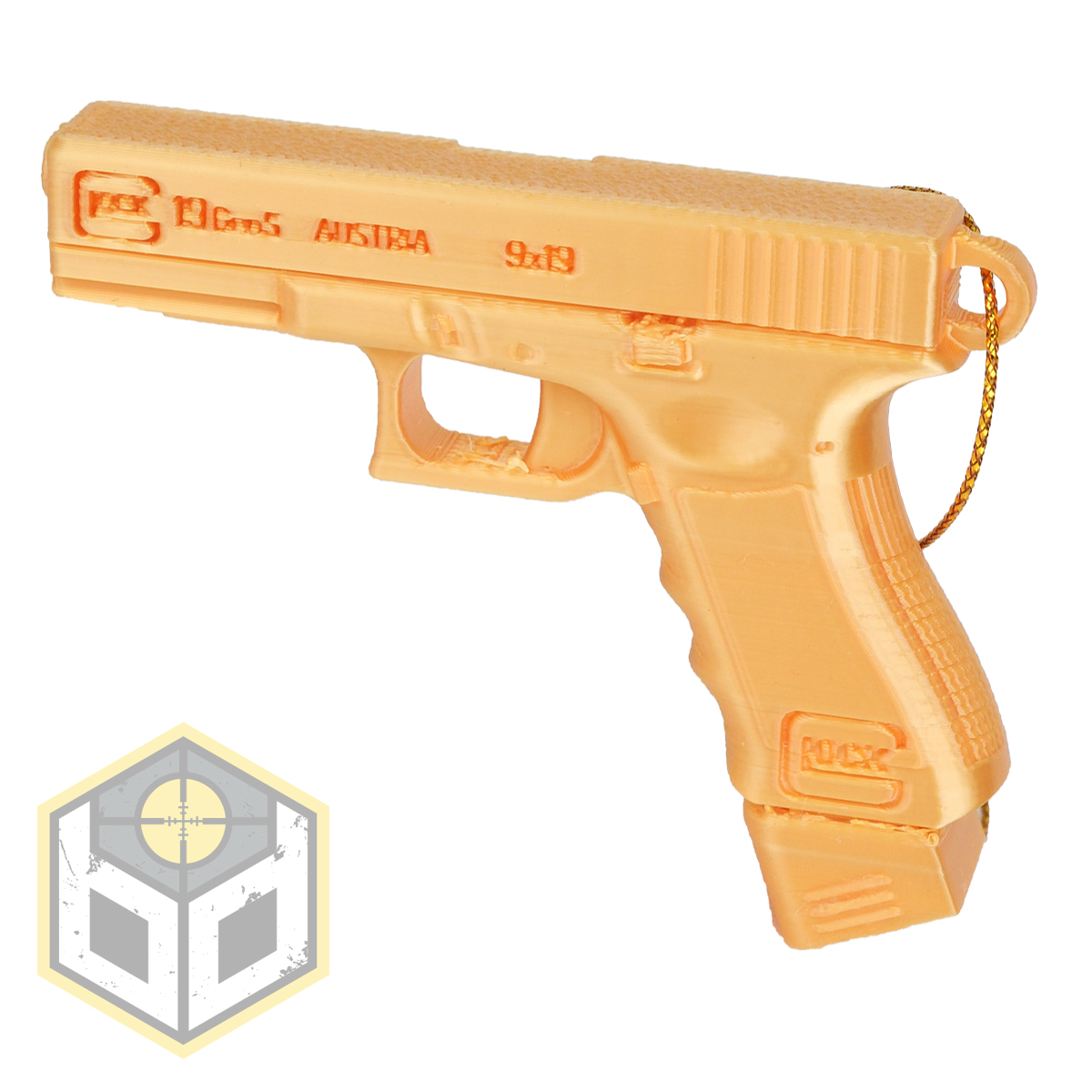 Christmas Tree Glock Pistol Decoration Gold EX 01 jpg