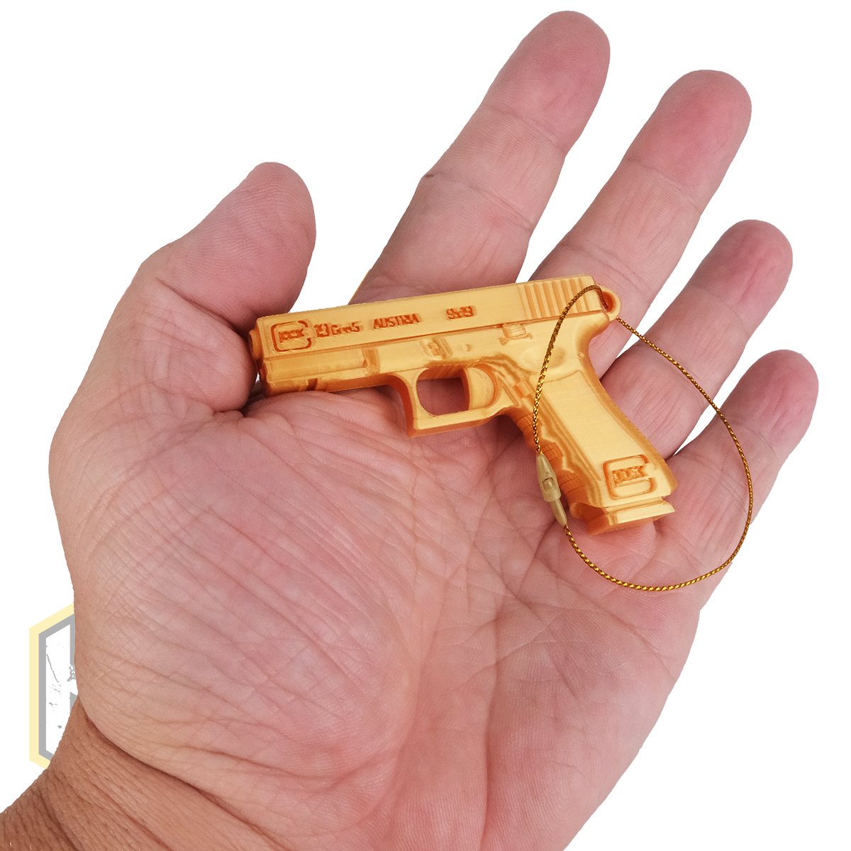Christmas Tree Glock Pistol Decoration Gold H1 jpg