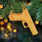 Chrisytmas Tree Decoration Glock Pistol Gold 1 jpg