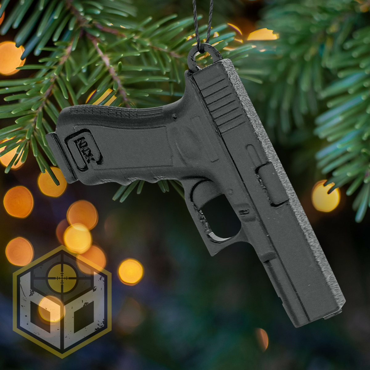 Chrisytmas Tree Decoration Silver Pistol Black 1 jpg