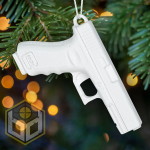 Chrisytmas Tree Decoration Silver Pistol White 1 jpg