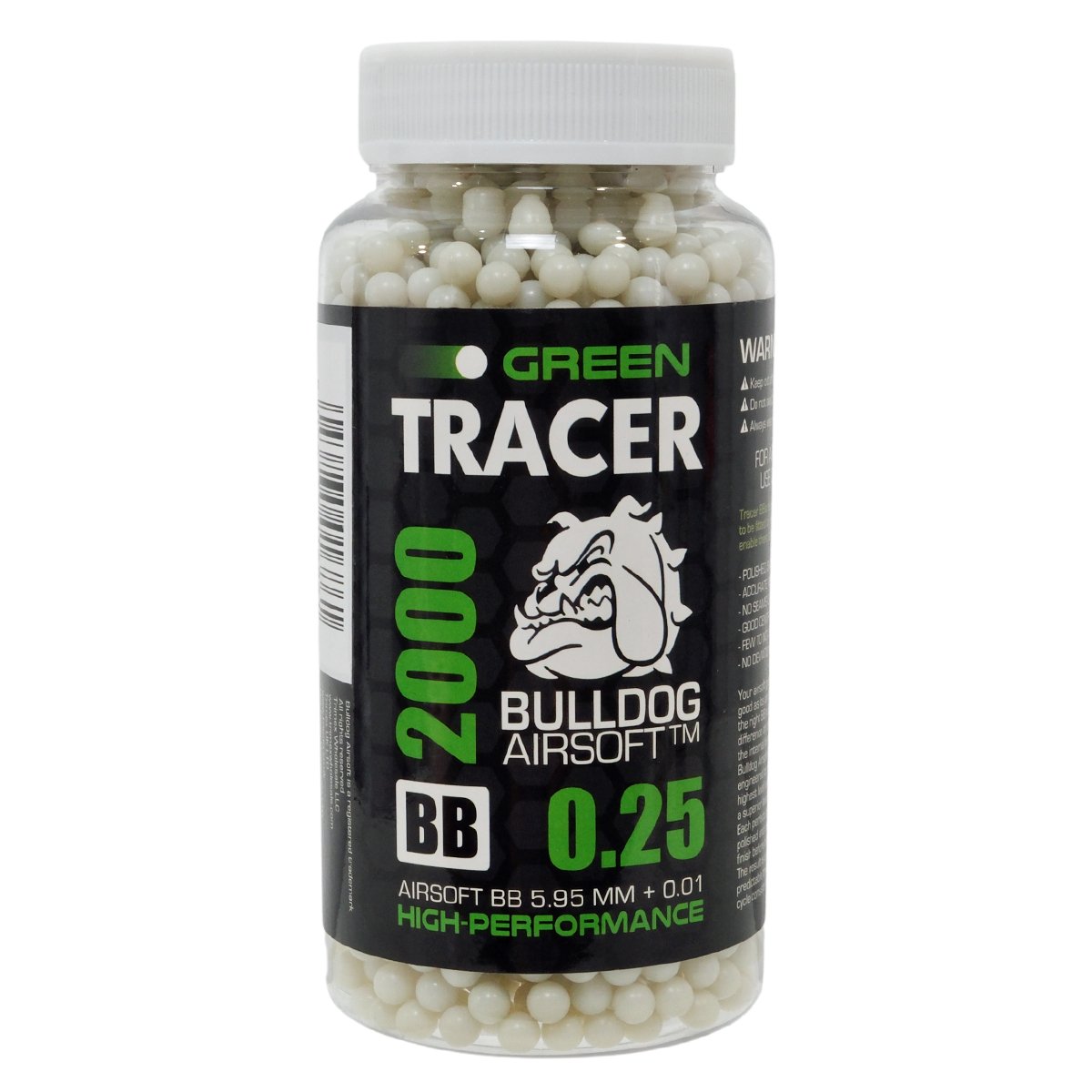 Airsoft Tagging Rounds Bulldog Airsoft 0.25g Green Tracer BBs 2000 Rounds