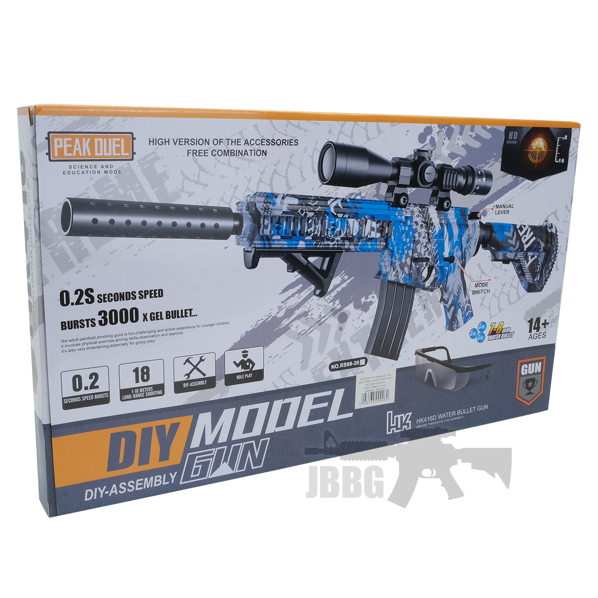 Gel Blaster HK416 Full Auto Rechargeable AEG Gun Set Camo Blue b2 jpg