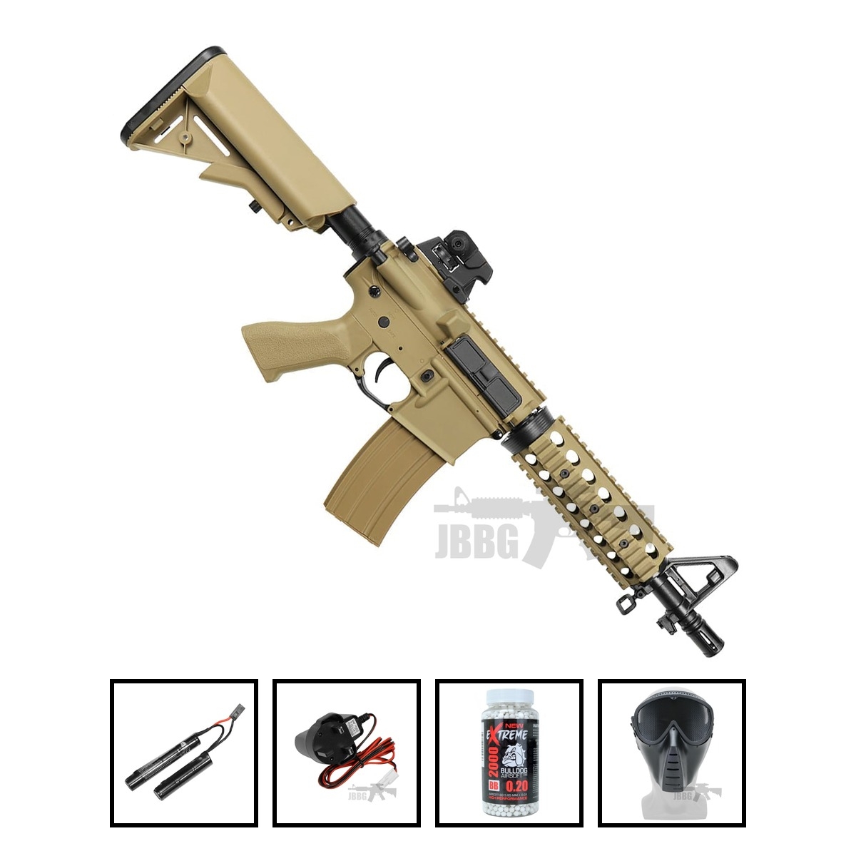 Bulldog M4PI RIS Airsoft Gun Tan Bundle Offer Set