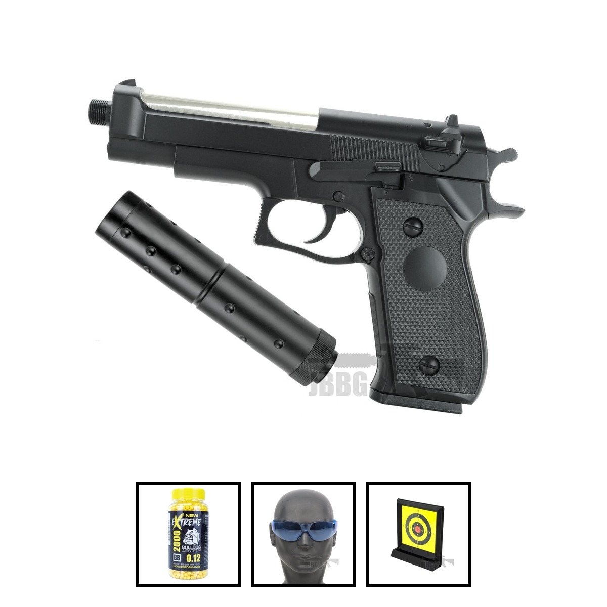 M22 Airsoft Pistol with Silencer Bundle Offer Set