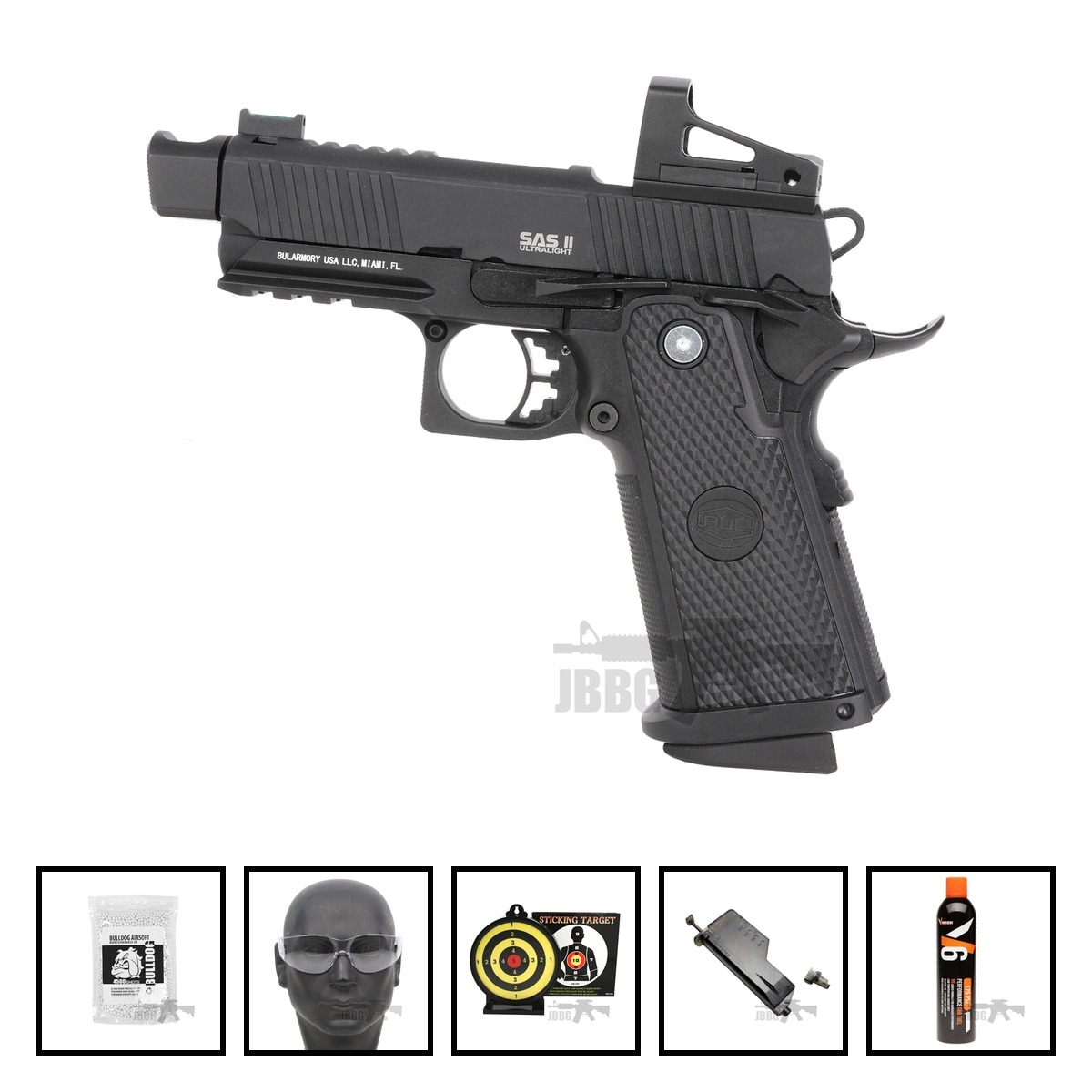 SAS II Ultralight Gas Blowback Airsoft Pistol with MOS Red-Dot System Bundle Offer Set