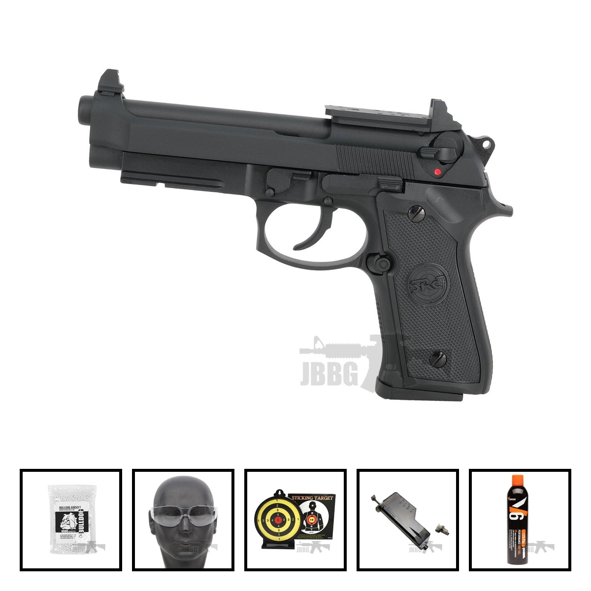 SR-92 A1 Optic Ready Gas Blowback Airsoft Pistol Black Bundle Offer Set
