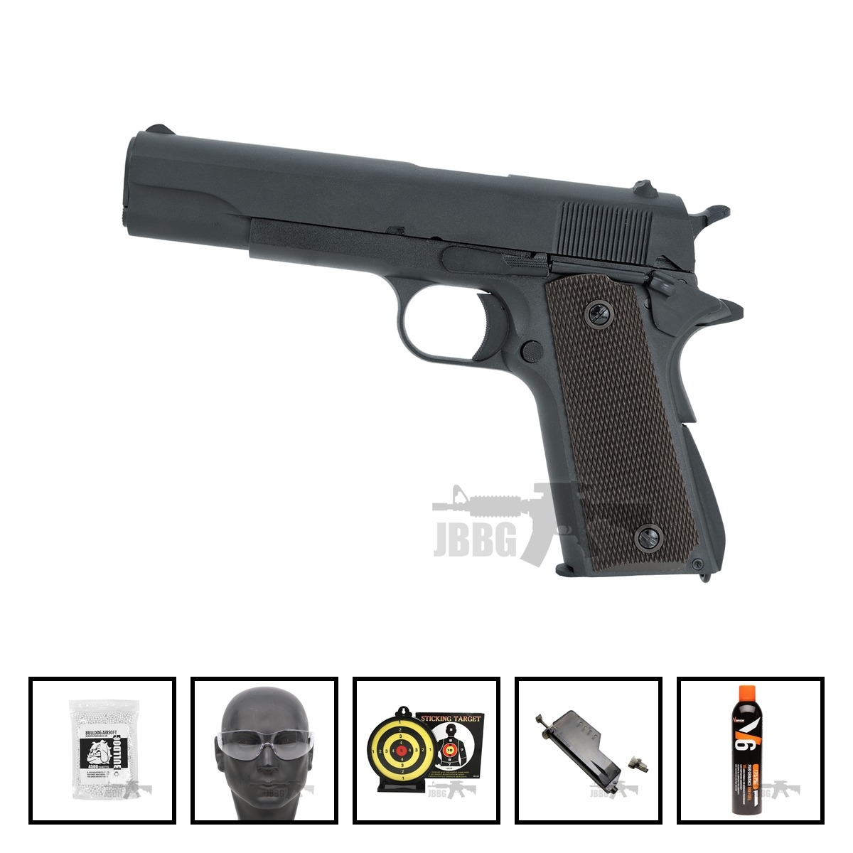 SR1911 Gas Blowback Half Metal Airsoft Pistol Bundle Offer Set